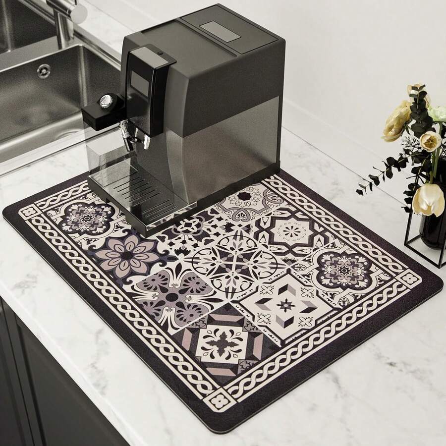 Coffee Mat, Boho Style Dish Drying Mat, Fast Water Absorption, Hide Stains, Easy To Clean, Fit Coffee Bar Accessories, Bar Mats For Countertop - Multicolor - View 1