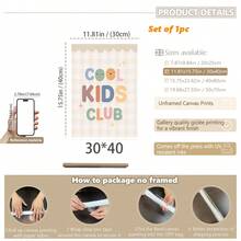 1件裝 帆布裝飾畫 兒童房牆面裝飾 波希米亞風「Cool Kids Club」裝框畫與「Play Every Day」兒童藝術畫 中性風格 即可掛裝 適合幼兒臥室、遊戲室、托兒所、嬰兒洗禮禮物、兒童禮物、趣味友誼主題 現代俏皮兒童房裝飾 - 彩色 - 查看 21