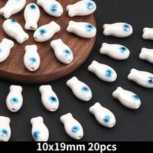 20/40pcs Charm Fish Ceramic Beads Loose Spacer Beads For DIY Jewelry Making Bracelets Earrings Necklaces And Phone Charms Accessories - 10x19mm - View 8