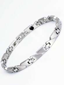 Unisex Minimalist Geometric Rhombus Link Bracelet, 2 Colors Waterproof Adjustable Daily Wear Accessory Gift - Silver - View 5