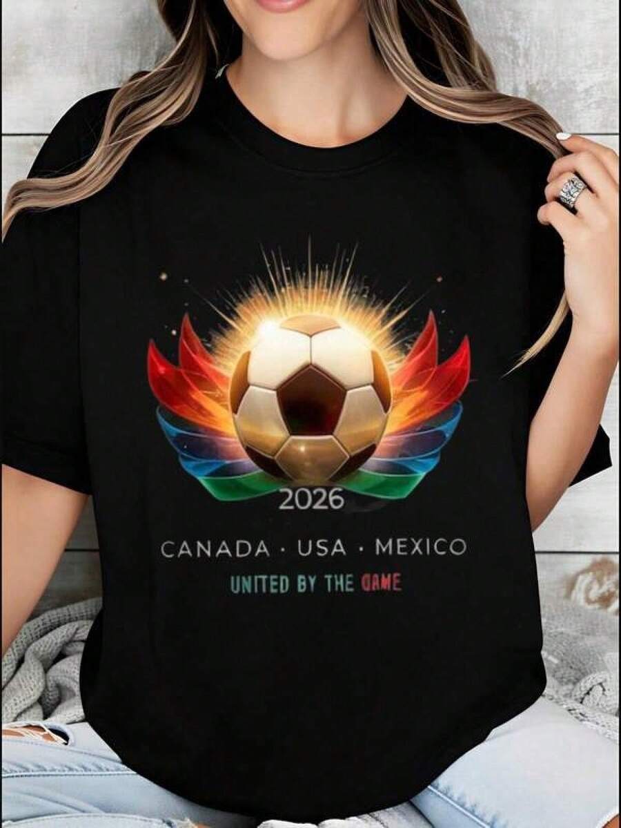 Camisa de Mujer Estilo Casual, Temática de Canadá, EE. UU., México, Diseño, Ropa de Verano, Ropa para Fanáticos, Ropa de Animadoras - Blanco - Ver 1