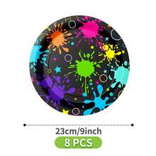 49/25/8pcs Neon Graffiti Party Night Disposable Plates, Napkins, Cups, Disposable Party Supplies Set, Suitable For 8 Guests, Disposable Paper Plates Party Tableware For Birthday, Wedding, Theme Party, Family Picnic - Multicolor - View 9