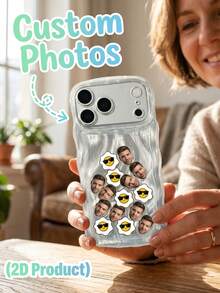 1pc Customized Photo Wavy Pattern ABS Phone Case, Personalized Detachable Face Ornament Shaking Phone Case, Custom Upload Portrait Design, Durable ABS Plastic Shell, Anti-Drop Anti-Scratch, Transparent Wavy Texture, Suitable For Multiple Phone Models; Ideal Gift For Couples, Family, Friends And Lovers, Suitable For Daily Use, Birthday, Anniversary, Valentine's Day, Christmas And Holiday Gifting - Multicolor - View 14
