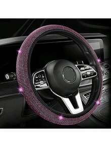 1 pieza Funda de volante de coche con decoración de strass, accesorios de coche para mujeres, funda de volante para mujeres, accesorios de coche - A - Ver 3
