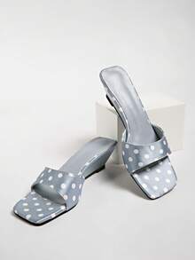 2026 Spring/Summer New Women's Faux Leather Mule Style Wedge Heel Open Back Sandals - Blue - View 7