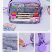 Desktop Stationery Large Capacity Pencil Case, Gift Giving, 4-Layer Zipper Multifunctional Pen Holder,Back To School Supplies, First Day Of School - Multicolor - View 5