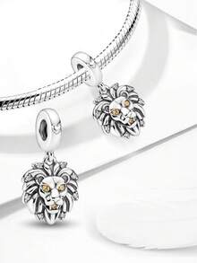 1pc 925 Sterling Silver Small Lion Bead, Suitable For Bracelet, Bangle DIY Jewelry Making And Daily Decoration, Women & Girls Jewelry Accessory - Style 19 - View 3
