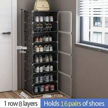 Shoe Rack With Door, Shoe Cabinet Storage, Portable Shoe Rack, Expandable Vertical Shoe Rack, Can Store 8-60 Pairs Of Shoes, Boots, Slippers, Large DIY Plastic Detachable Shoe Rack, Suitable For Entryway, Bedroom, Multiple Colors Available - Black - View 13