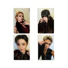 XLOV 2026 ASIA TOUR Merchandise Photocards, 4pcs Dark Cool Fur Outfit Lomo Cards, Fan Collection Support Cards, XLOV 2026 ASIA TOUR Lomo Photocards, 2026 XLOV ASIA TOUR Merchandise Photocards, Smoky Makeup Cold Vibe Solo High-Definition Photo Cards, Fan Commemorative Decorative Cards - Multicolor - View 3