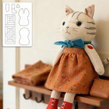 1件小屋洋裝貓咪拼布被子模板 DIY 貓咪圖案縫製模板，手工 DIY 描圖工具拼布縫製寵物模板，手工藝製作切割工具，DIY 愛好者縫製模板 - 經典的 - 查看 6