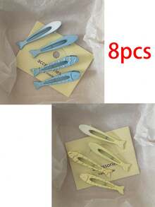 8pcs/1 pieza Pinzas para el cabello con forma de pez, dulces y lindas, perfectas para recoger el flequillo o mechones sueltos hacia un lado - Multicolor - Ver 9