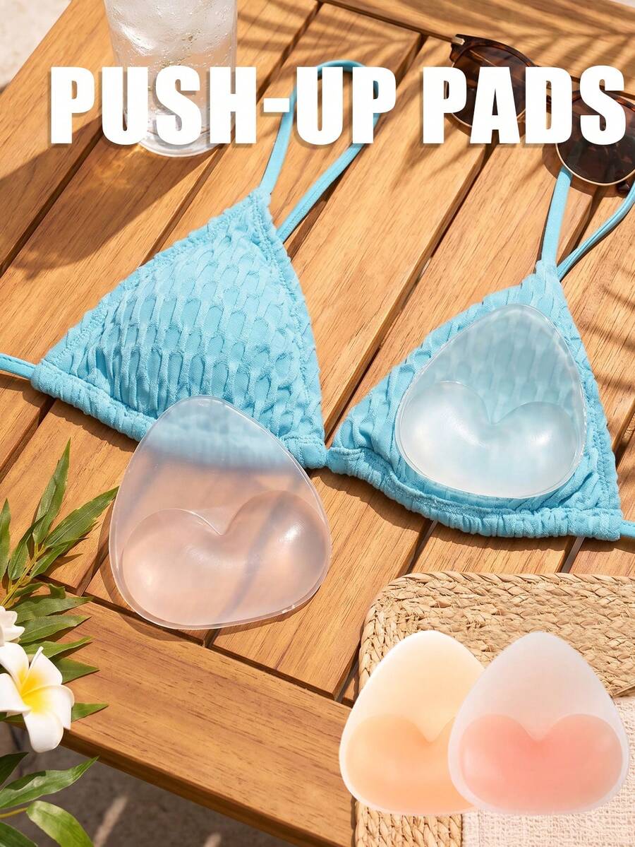 One Pair Of Women's Invisible Silicone Breast Pads, Waterproof And Push-Up Type, With Thickened And Soft Padding, Suitable For Bikinis, Swimwear, Wedding Dresses And Everyday Wear.