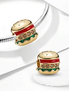 1pc Hamburger Shaped Beaded Pendant, Suitable For DIY Jewelry, Daily Outfit Decoration, Women Gift - Hamburger - View 5