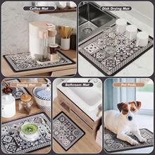 Coffee Mat, Boho Style Dish Drying Mat, Fast Water Absorption, Hide Stains, Easy To Clean, Fit Coffee Bar Accessories, Bar Mats For Countertop - Multicolor - View 8