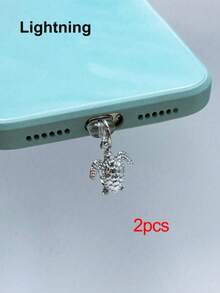 1pc Turtle Alloy Phone Dust Plug Pendant, Phone Accessory Decoration, Compatible With IOS And Android Systems, Suitable For Lightning Type-C Interface Dust Plug - Multicolor - View 9