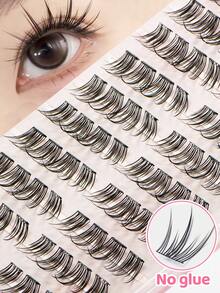 Glue-Free Phantom Butterfly False Eyelashes, 80 Clusters, Japanese And Korean Style, C-Curl, 8-10mm Mixed Length, Glue-Free Design, DIY Individual Eyelash Extensions, Saves Makeup Time, Segmented False Eyelashes, Easy To Use Suitable For Beginners, Soft And Natural Hair, Reusable, Versatile For Daily, Dating, And Party, Perfect Holiday Gift For Best Friends And Girlfriends. - C - View 3