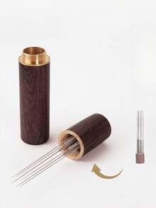 1pc Stainless Steel Needle Coffee Stirring Stick - Espresso Stirrer With Natural Wood Handle And Base, 6-Needle Stirring Head, Suitable For Home Kitchen And Coffee Shop - Multicolor - View 8