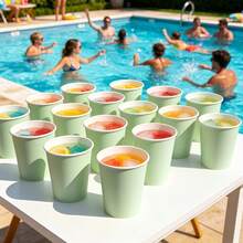 60/50/40/20/5pcs Paper Cups, Party Cups, Sage Green Paper Cups, Cold Drink Cups And Coffee Cups, Party Drinkware, Kitchen And Restaurant Essential Drinkware, Suitable For Birthday Parties, Wedding Banquets, Theme Parties, Bridal Showers - View 10