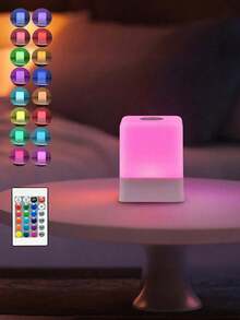 1pc Touch LED Square Bedside Lamp, Small Lamp, Wireless LED Light, 16 Colors/3 Modes, USB Powered And Rechargeable, Portable Design, Battery Capacity: 800mAh, Suitable For Bedroom Lighting, Bedside, Study, Desk Lighting, Room Decor, Bedroom Decor, Lighting Fixtures, Living Room Light, Room Decor, Travel, Bedroom Night Light, Home Decor, Gaming Light, Gift, Bedroom Lamp, Wireless Wall Lamp, - Square Patting Light - View 6