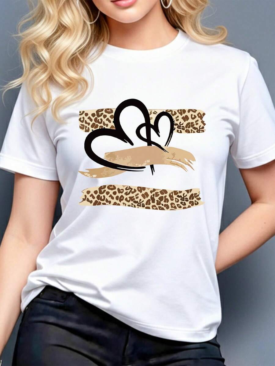Women's Short-Sleeved Crew Neck Printed T-Shirt, Y2K, Sunset Coastal Landscape Evoking Beach Holidays, Perfect For Summer Season And Beach Getaways - 白色 - 查看 1