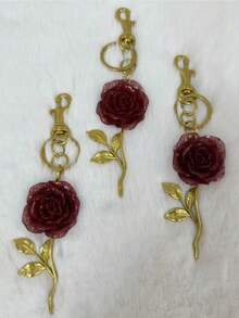 New Rose Flower Hanging Ornament Camellia Flower Pendant Bag Charm Keychain Exquisite Bag Keychain Accessory - Multicolor - View 5