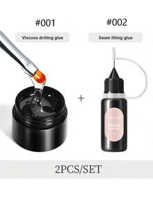 XEIJAYI 2件/組指甲膠，超強黏著力接長膠，可浸泡式UV凝膠，適用於水鑽、珠寶、鑽石珠、美甲裝飾、水鑽美甲DIY沙龍女性指甲 - 無色 - 查看 3