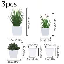 3件套仿真多肉植物迷你盆栽套装，绿色和粉色仿真微型植物，适用于花园、书桌、房间、窗台、办公室装饰、婚礼布置、家居装饰 - 彩色 - 查看 30