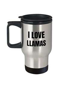 I Love Llamas Travel Mug Funny Gift Idea Novelty Gag Coffee Tea 14oz Stainless Steel - Multicolor - Ver 8