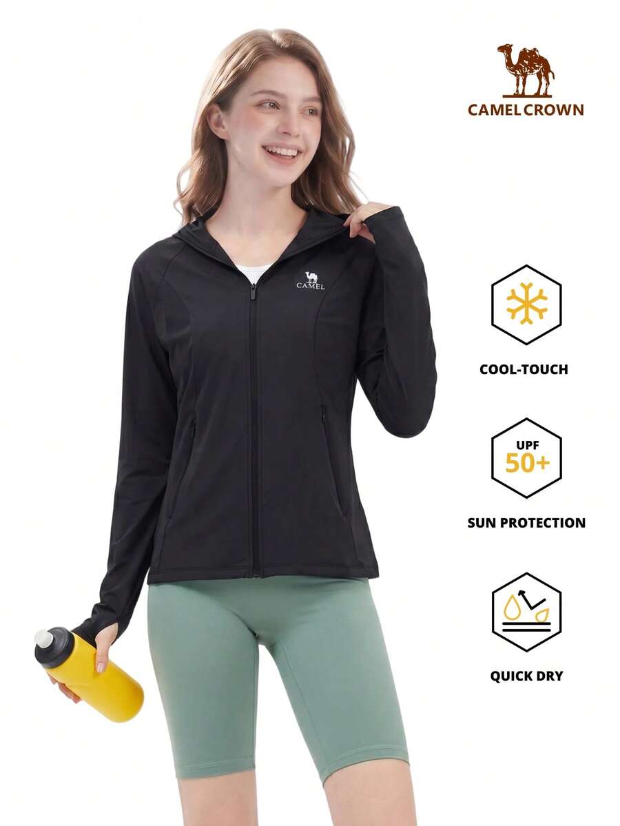 CAMEL CROWN Women's Outdoor Lightweight Breathable Quick-Dry Sun Protection Jacket, Unisex Design, Suitable For Spring And Summer - Phantom Black - View 1