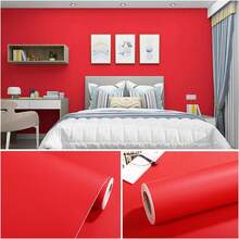 1 Roll Self-Adhesive Thickened Matte Wallpaper Sticker, Living Room Bedroom Wardrobe Furniture Renovation Sticker, Cabinet Sticker, Solid Color Waterproof Contact Paper, Multiple Colors Available. - Solid Color - View 27