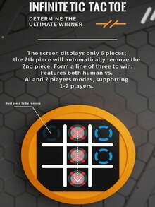 Children's 4-In-1 Tic Tac Toe Memory Training Game Toy Electronic Handheld Game Console Multiple Modes 2-Player Battle Speed Competition Intelligence Development Brain Training Fun Educational Game Parent-Child Interaction Family Party Suitable For 3-12 Years Old Boys And Girls Holiday Birthday Back To School Gift - 彩色 - 查看 10