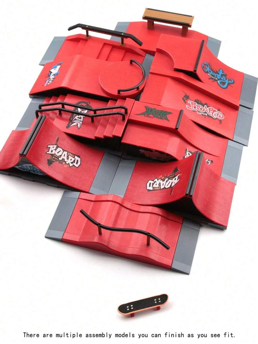 Set Taman Ramp Skateboard Mini, Aksesoris Perakitan Lintasan Half-Pipe, Perlengkapan Adegan Latihan Skateboard Profesional, Set Permainan Perakitan Olahraga Meja, Ornamen Dekorasi Rumah Natal, Hadiah Liburan Ulang Tahun yang Istimewa untuk Remaja dan Kolektor Dewasa - MultiWarna - View 1