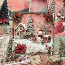 36 miếng giấy 6*6 inch phong cách vintage giả cổ sơn dầu tông đỏ cây thông Noel cho scrapbook/sổ tay, phù hợp làm collage, origami và vật liệu ghi chép, giấy DIY, scrapbook thủ công, bullet journal, thiệp chúc mừng, gói quà và trang trí nhà cửa - Hình vuông - Xem 3
