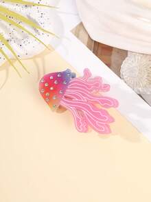 1pc Rhinestone Decor Gradient Jellyfish Women's Claw Clip, Ocean Creature Hair Clip, Fun Beach Vacation Accessory, Suitable For Summer Outfit Styling - Multicolor - View 16