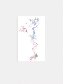 1 Pc Rainbow Outline Butterfly Cursive Quote Temporary Tattoo, Waterproof Curved Collarbone Fake Tattoo, Star Floral Accent Body Art For Shoulder & Clavicle - Multicolor - View 2