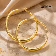 Women's Fashion Stainless Steel Earrings - Large Hoop Earrings With Pendant, Stainless Steel Jewelry, Beach Accessories, Graduation Gift - Gold - View 5