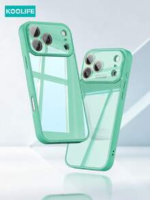 KOOLIFE 1件 薄荷綠大窗相機鏤空手機殼，亮面透明 PC+TPU 混合防震保護殼，極簡 Ins 純色設計，全鏡頭加高保護防刮硬殼，適用於 iPhone 18 Pro/18 Pro Max/17/17 Pro/17 Pro Max/17 Air/16/15/14/13 - 碧青色 - 查看 6