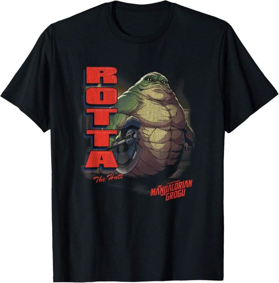 Camiseta Vintage de The Mandalorian y Grogu Rotta The Hutt - Negro - Ver 1
