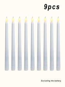 1-12pcs LED Flameless Flickering Candles, Battery Operated LED Taper Flickering Candles, Flameless LED Electronic Candles, Realistic Candles, Suitable For Wedding Decoration, Party, Dining Table, Home, Room, Christmas Decoration, Thanksgiving Decoration, Halloween Decoration - White - View 14