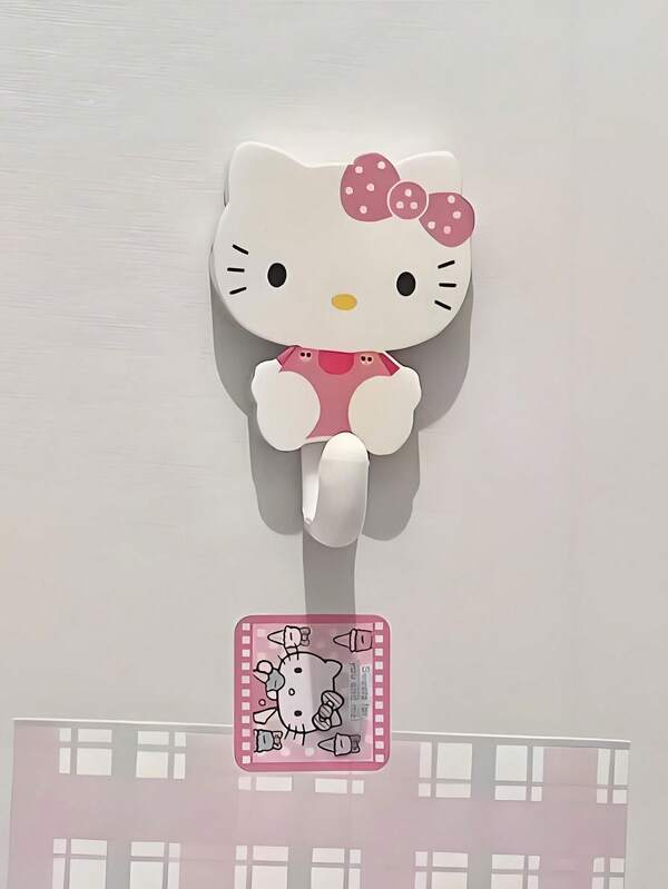 SANRIO ตะขอแขวนผนัง Hello Kitty 1/2 ชิ้น เหมาะสำหรับผ้าเช็ดตัว กระเป๋า กุญแจ และสิ่งของน้ำหนักเบาอื่นๆ ติดตั้งง่าย เหมาะสำหรับใช้ในห้องครัวและห้องน้ำ