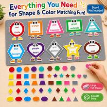 hoojojo 70pcs Felt Card Set, For Color And Shape Recognition, Matching Games, Children's Interactive Toys, Decorative Felt Cards, Classroom Games, Parent-Child Activities, Back To School Essentials, Suitable For Home, Classroom And Large Gatherings - Multicolor - View 3