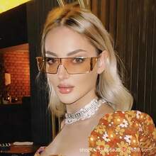 New Full-Frame Glasses For Women, Featuring An Irregular Shape, Fashionable Metal Frame, And Colorful Lenses, Perfect For Artistic Men. - 茶 - 查看 2