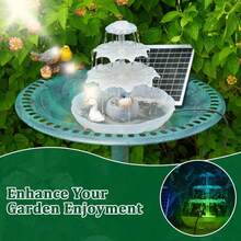 3 Tiered Solar Birdbath Fountain 6.5W 1200mAh Battery Outdoor Garden Decor NEW - White - View 7