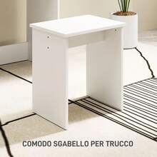 Vanity Table And Stool Set, Makeup Desk With Mirror, 3 Shelves And Storage Drawers, White, 75 X 40 X 137 Cm - 白色 - 查看 8