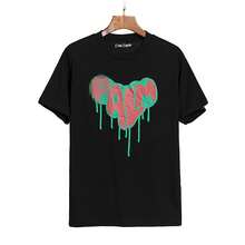 Men's And Women's Fashion Brand Short-Sleeved T-Shirt With A Palm Heart Print, Relaxed Fit, Boyfriend Style, Urban Style. Luxury T-Shirts, Designer T-Shirts, Tee Set - 黑色 - 查看 4