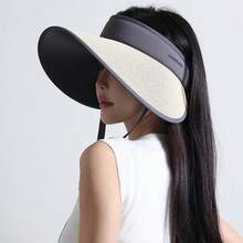 1件女款可調節遮陽帽，寬帽簷全方位遮蔽，可折疊便攜，適合戶外活動、露營、野餐、海灘度假 - 多色 - 查看 8