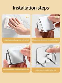 1/3 Piecesstainless Steel Kitchen Sink Sponge Rack, Drain Rack, Wall-Mounted Storage Rack Hook, No-Drill Kitchen Storage Rack, Sponge And Washbasin Bracket, Easy To Install, Space-Saving, Practical Hooks, Kitchen Accessories, Christmas Gift. - Multicolor - View 9