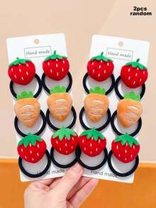 4/2pcs 3D Strawberry Hair Scrunchies, High Elasticity Non-Damaging Hair Ties, Sweet & Cute Hair Accessories - Suitable For Women And Girls, Daily Wear, School, Dating, Vacation - Multicolor - View 13