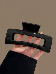 3pcs/1pc Women's 11.4cm/4.48in Black Brown Khaki Square Glossy Lightweight Plastic Hair Clips Fashion Versatile Premium Elegant Minimalist Solid Color Hair Claws Hair Accessories Suitable For Thick Coarse Hair Daily Outings Casual Parties Commuting Vacation Hair Styling Ponytail Updo Washing Face Bathing Makeup Matching Clothes Hair Accessories Headwear - Multicolor - View 4