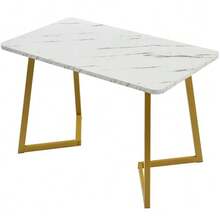Rectangular Dining Table And Chairs Set Of 117 Cm With 4 Chairs, Modern Style, Black Velvet Chairs, Gold Table Legs. - 金色 - 查看 9
